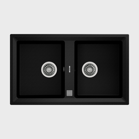 Teka Stone 90 B-TG 2B Top Mounted Double Bowl Tegranite+ Sink (Black)