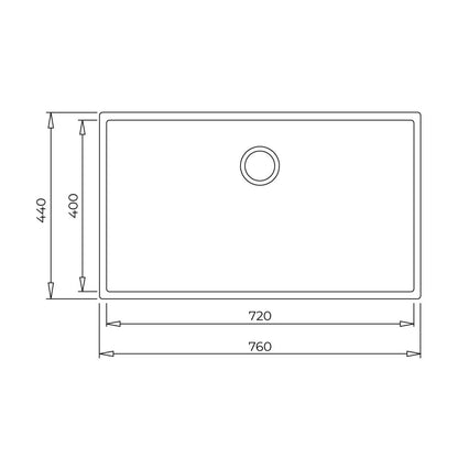 Teka Square 72.40 TG Undermount Single Bowl Tegranite+ Sink (Black)