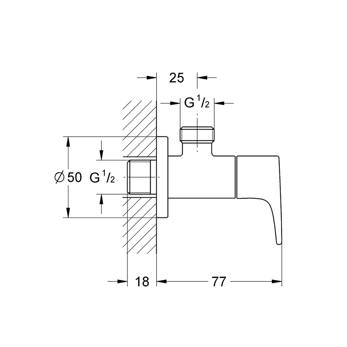 GROHE BauFlow Angle Valve 22005000 dimensions