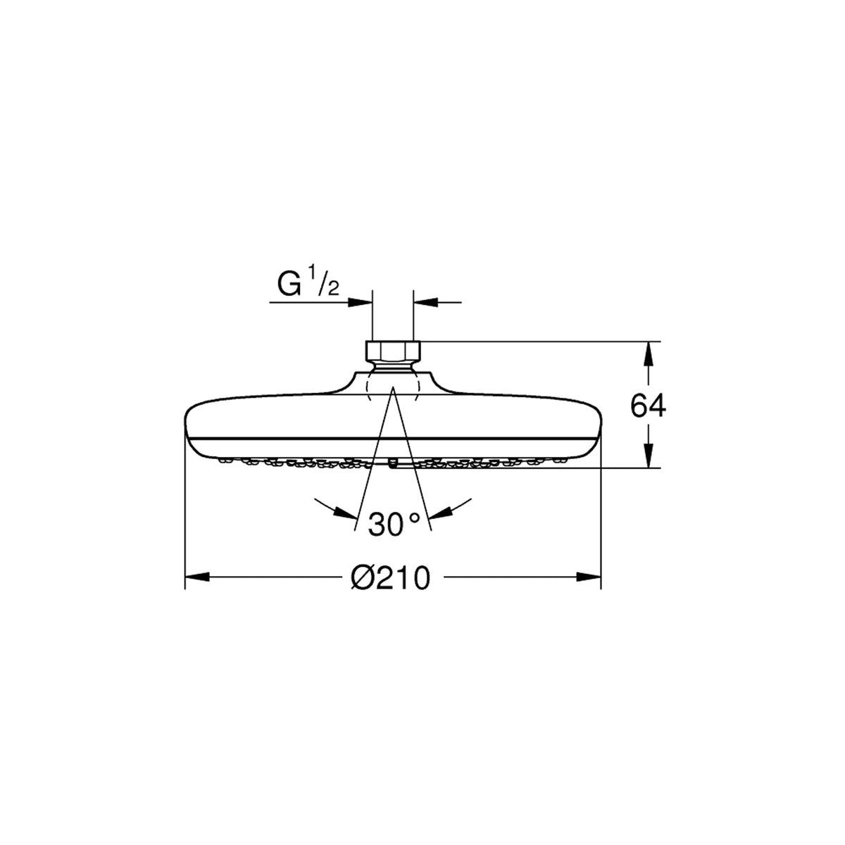 GROHE Tempesta 210 Head Shower 26410000 dimensions