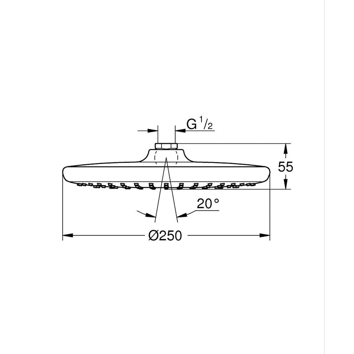 GROHE Tempesta 250 Head Shower 26662000 dimensions