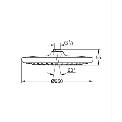 GROHE Tempesta 250 Head Shower 26662000 dimensions