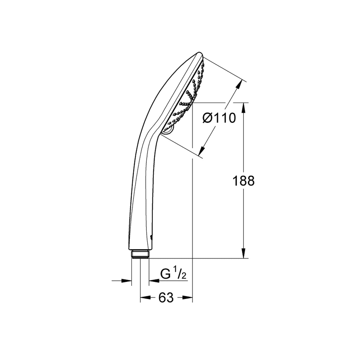 GROHE Euphoria 110 Massage Hand Shower 27221000 dimensions
