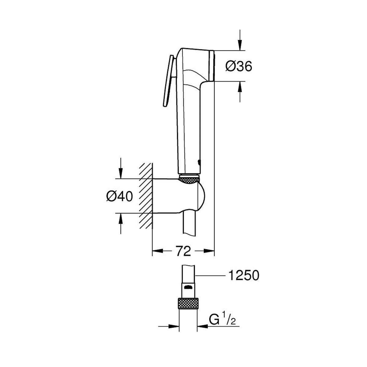 GROHE Tempesta-F Trigger Spray Set 27513001 dimensions
