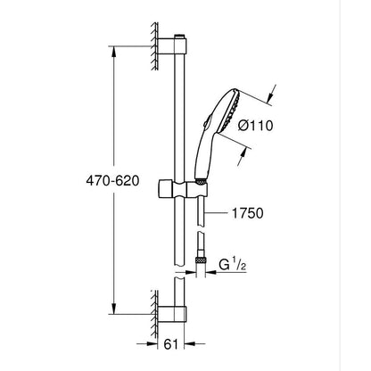 GROHE Tempesta 110 Shower Rail Set 27794003 dimensions