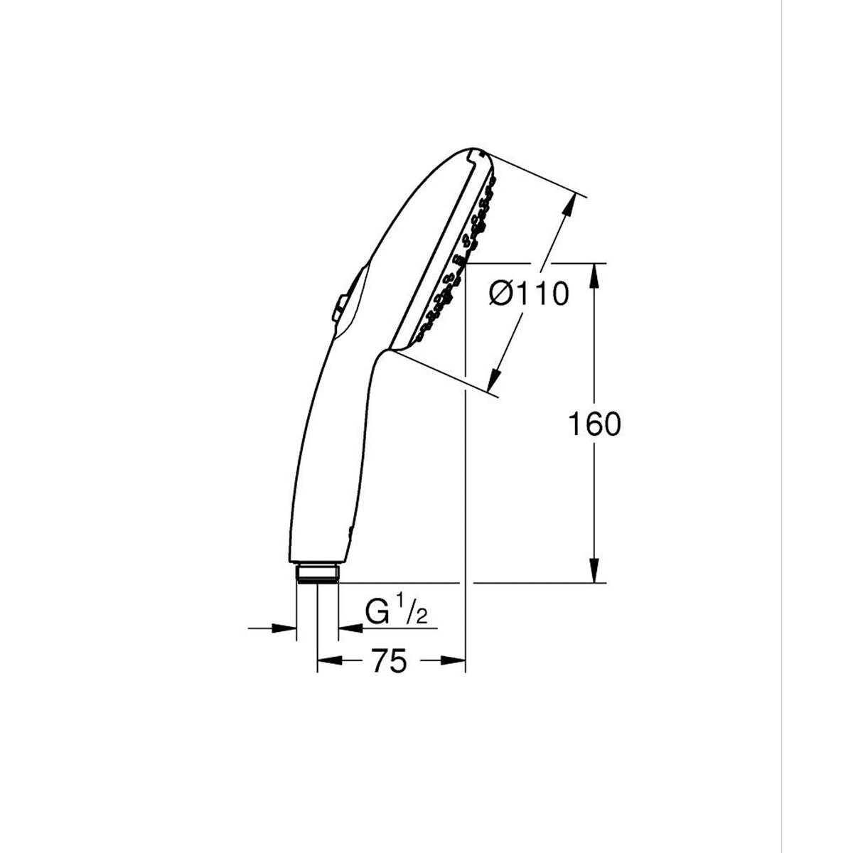GROHE Tempesta 110 Hand Shower 28419003 dimensions