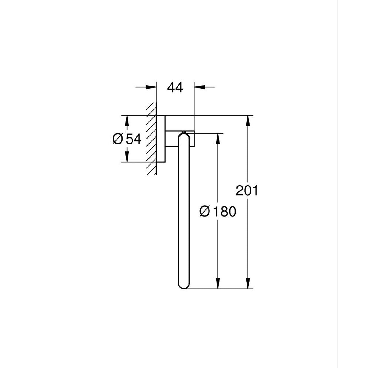 GROHE Essentials Towel Ring 40365001 dimensions