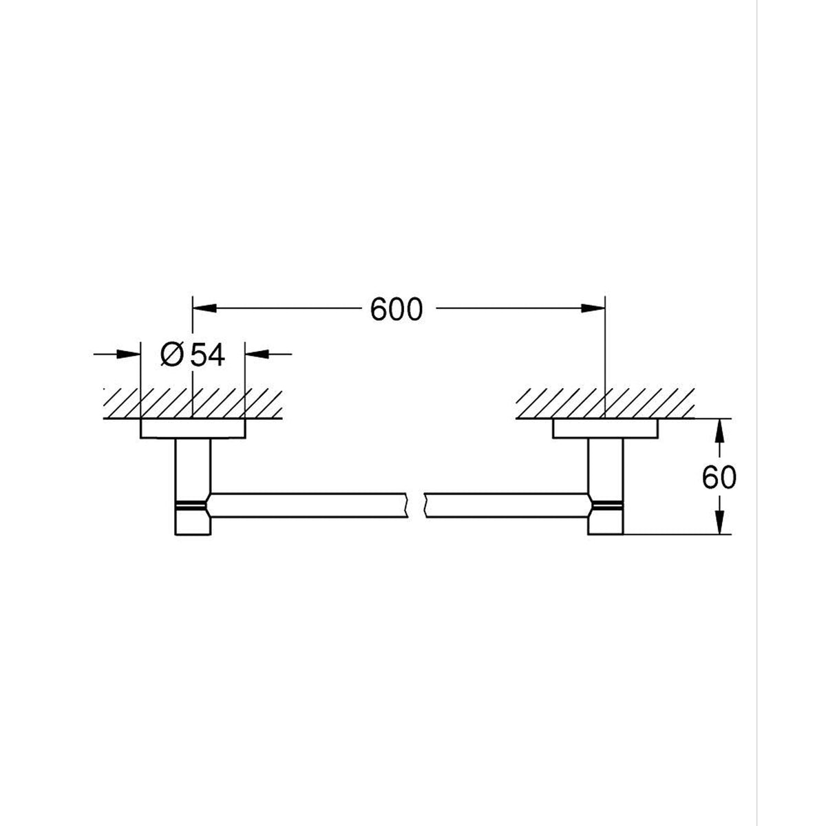 GROHE Essentials Towel Holder 40366001 dimensions
