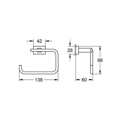GROHE Essentials Cube Toilet Paper Holder 40507001 dimensions