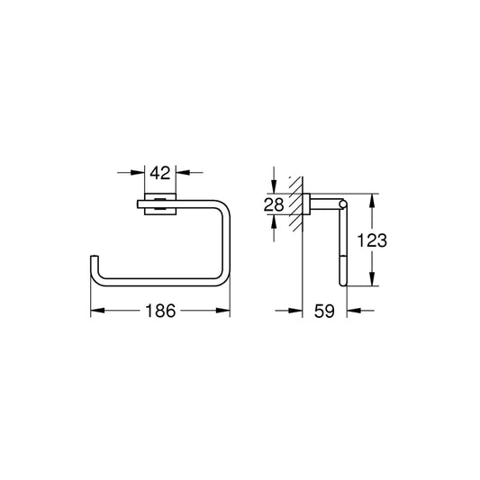 GROHE Essentials Cube Towel Ring 40510001 dimensions