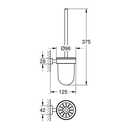 GROHE Essentials Cube Toilet Brush Set 40513001 dimensions