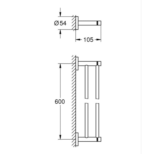 GROHE Essentials Double Towel Rail 40802001 dimensions