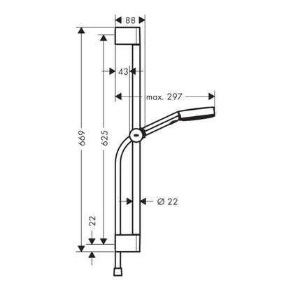 Hansgrohe Pulsify Select S Shower Set 105 24161000 dimensions