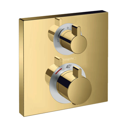 Hansgrohe Ecostat Square Thermostat for Concealed Installation for 2 Functions Polished Gold Optic
