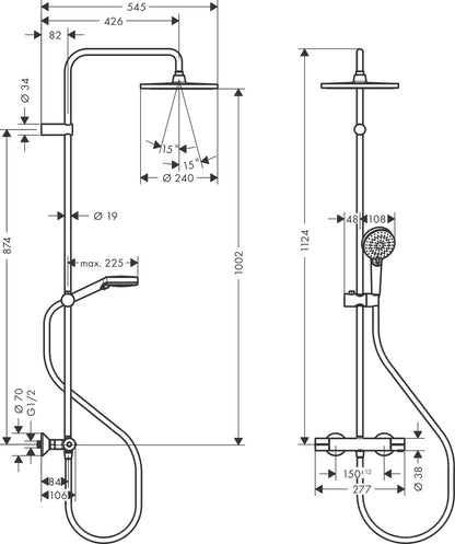 Hansgrohe Vernis Blend Showerpipe 240 1jet with thermostat 26426679