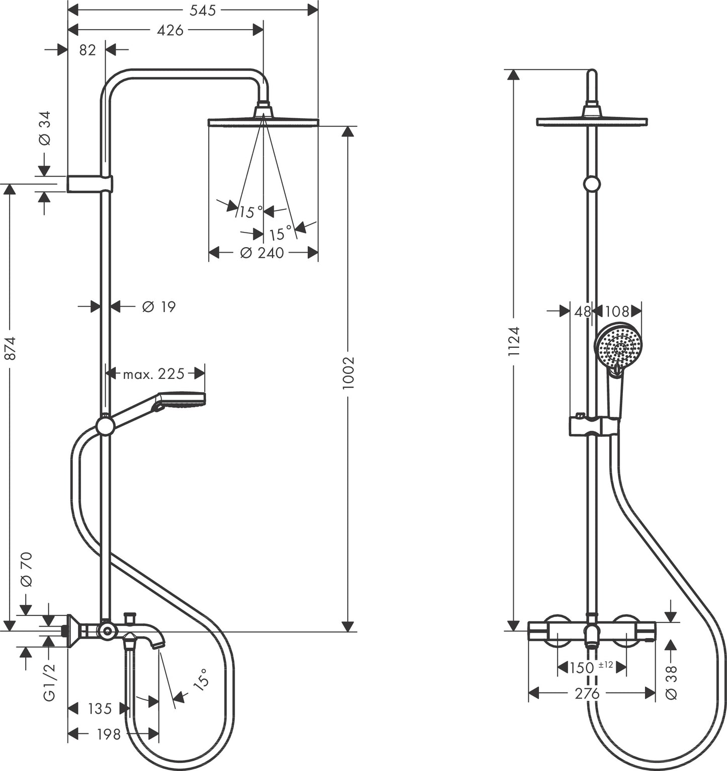 Hansgrohe Vernis Blend Showerpipe 240 1jet with thermostat 26899679