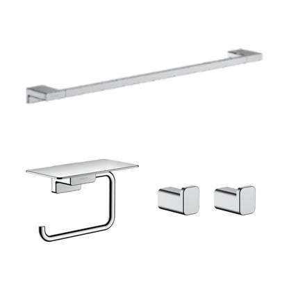 Hansgrohe AddStoris Q Accessories Bundle: towel rail, roll holder with shelf, 2 towel hooks
