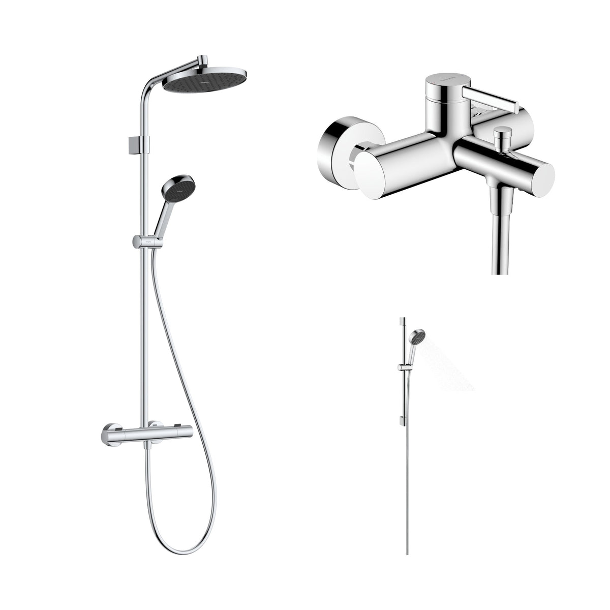 Hansgrohe Starter Bathroom Set: Activera S showerpipe, Zesis S bath mixer, Activera Select S shower set