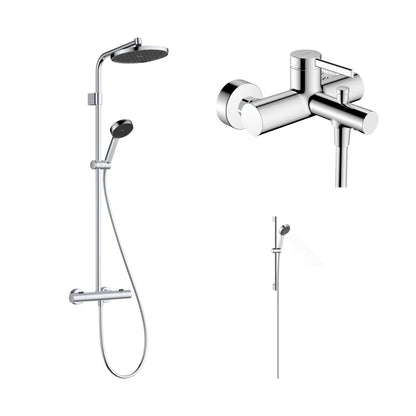 Hansgrohe Starter Bathroom Set: Activera S showerpipe, Zesis S bath mixer, Activera Select S shower set