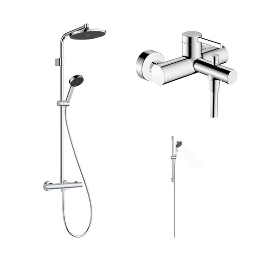 Hansgrohe Starter Bathroom Set: Activera S showerpipe, Zesis S bath mixer, Activera Select S shower set