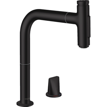 Hansgrohe Metris Select M71 2-Hole Kitchen Mixer 200 with Pull-out Spray 2jet and sBox Matt Black