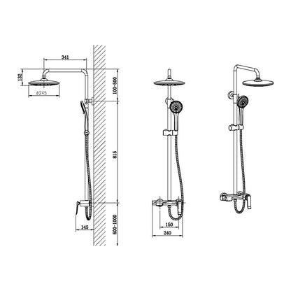 NOUS 3-Way Rainshower Set 27SA dimensions