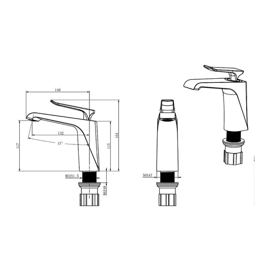 NOUS Basin Mixer 27S2 dimensions