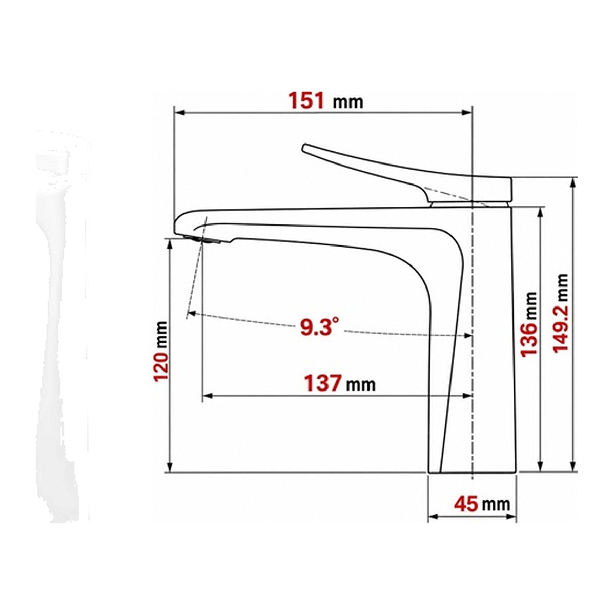 NOUS Basin Mixer 31S2 dimensions