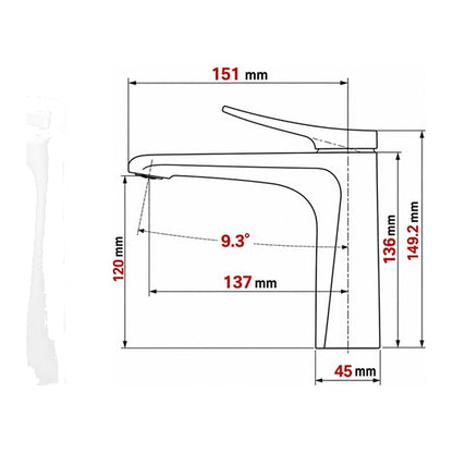 NOUS Basin Mixer 31S2 dimensions