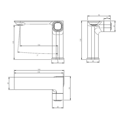 NOUS Basin Mixer 35S2 dimensions