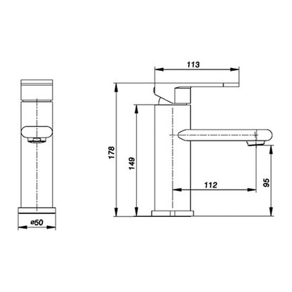 NOUS Basin Mixer 50W2 dimensions