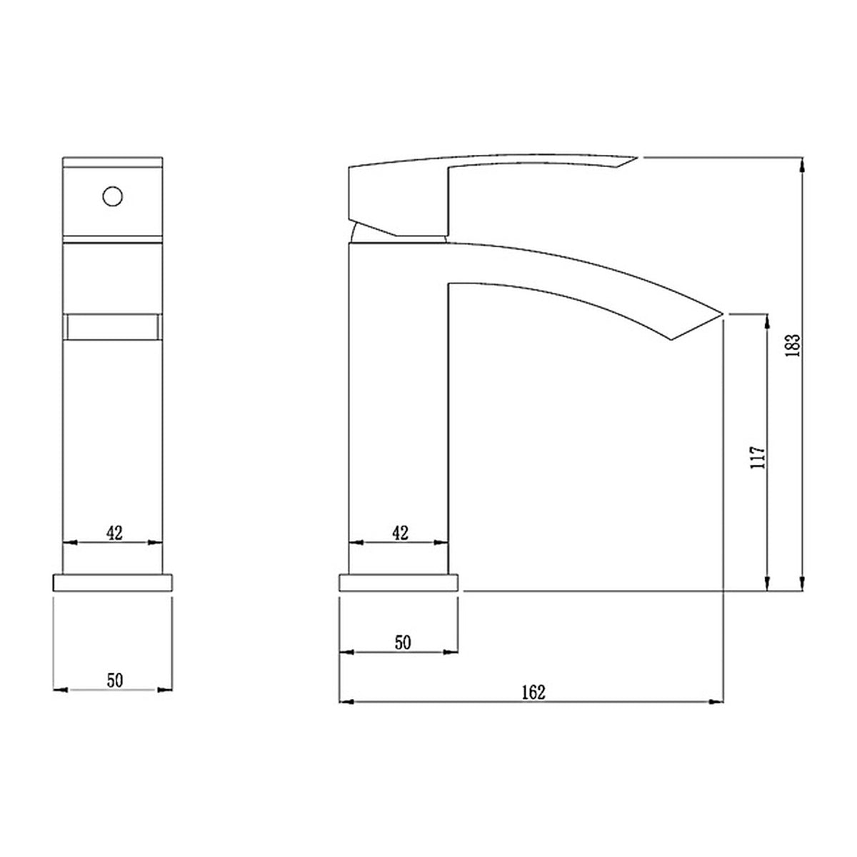NOUS Basin Mixer 8023 dimensions