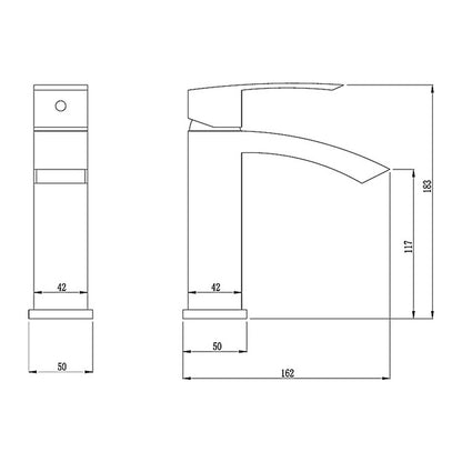 NOUS Basin Mixer 8023 dimensions