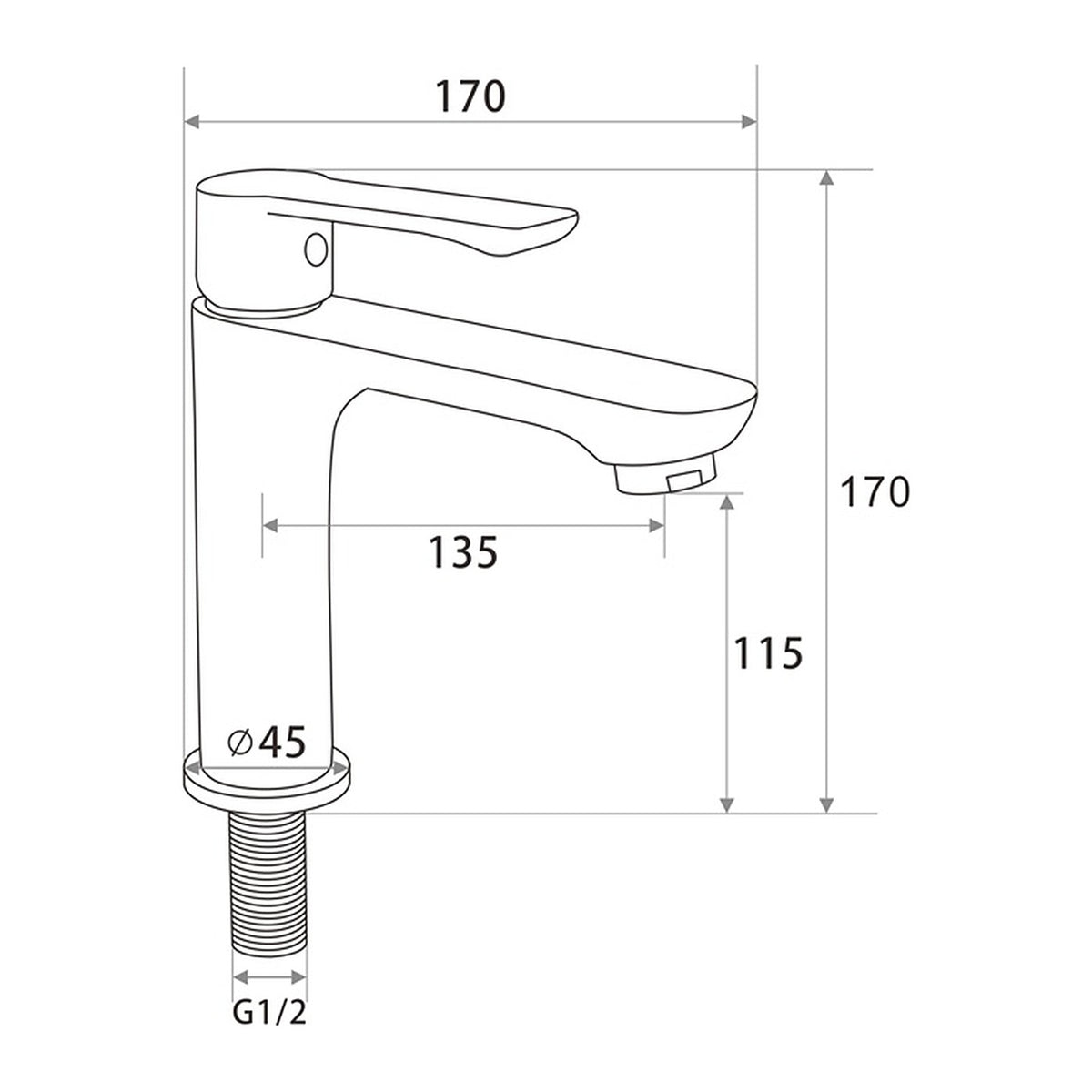 NOUS Basin Tap 62S2 dimensions