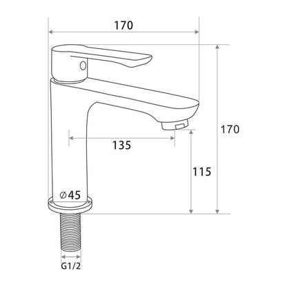 NOUS Basin Tap 62S2 dimensions