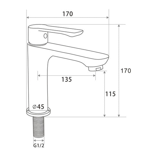 NOUS Basin Tap 62S2 dimensions