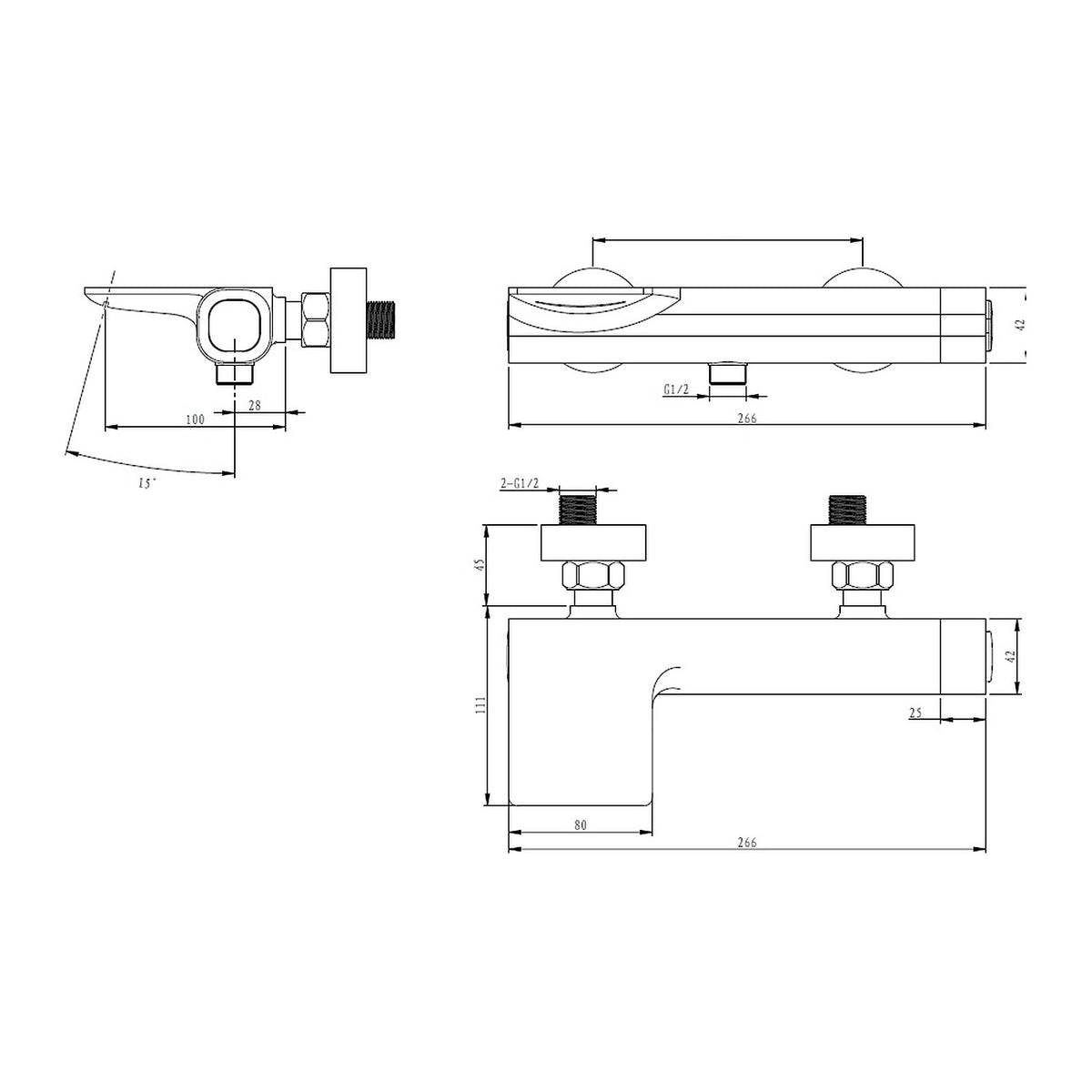 NOUS Bath Mixer 35B4 dimensions