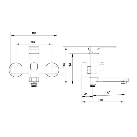 NOUS Bath Mixer 4004 dimensions