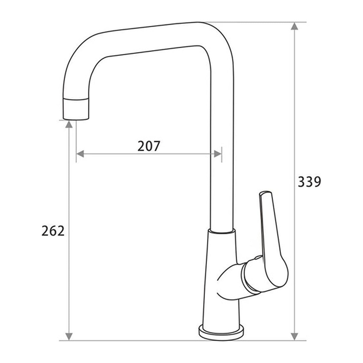 NOUS Kitchen Sink Tap 639S3 dimensions