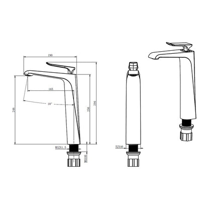 NOUS Tall Basin Mixer 27S1 dimensions