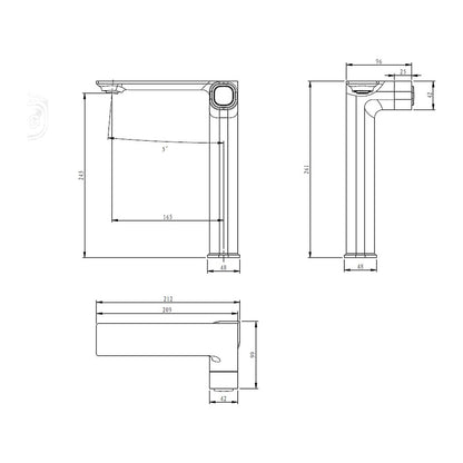 NOUS Tall Basin Mixer 35S1 dimensions