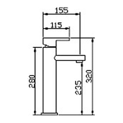 NOUS Tall Basin Mixer 5001 dimensions