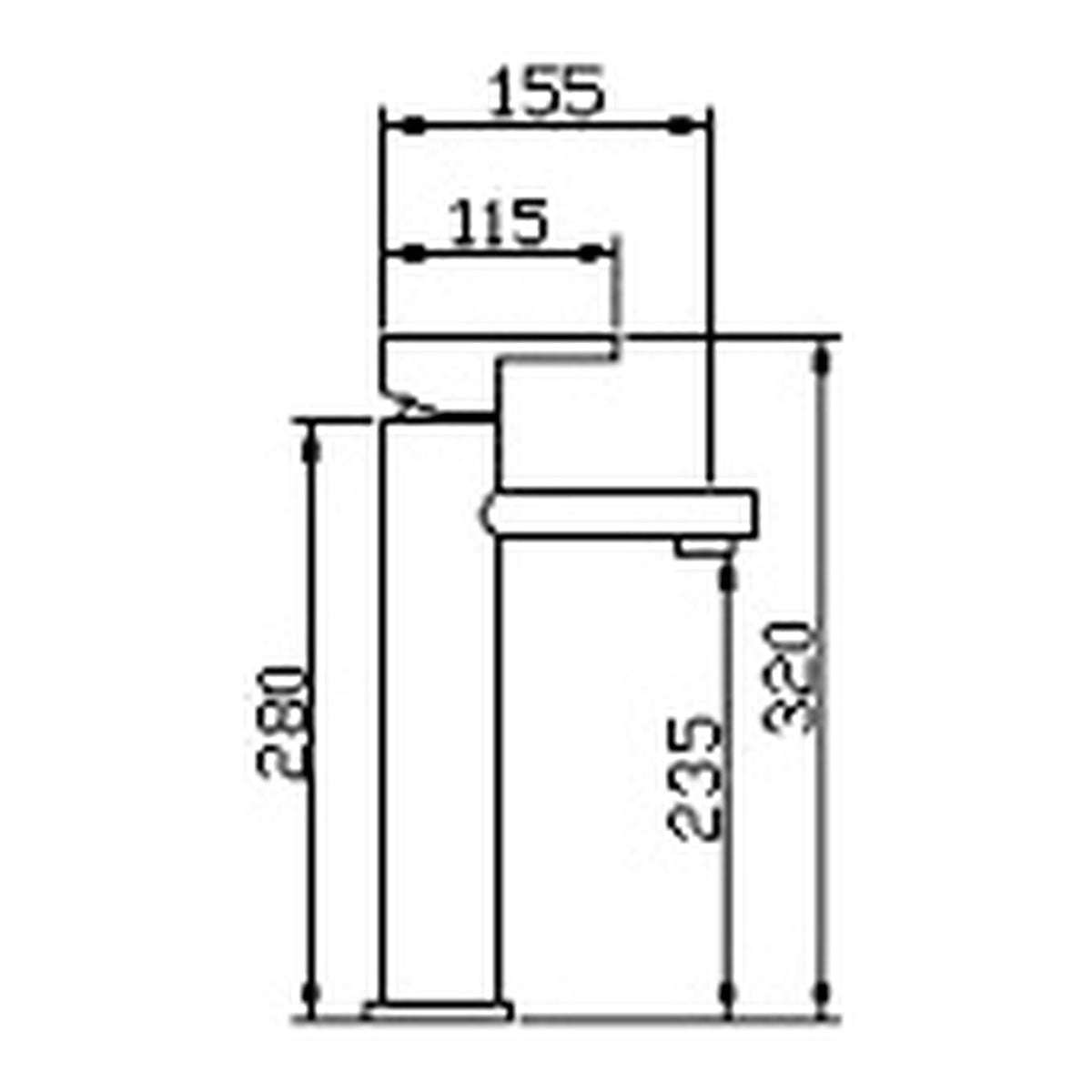 NOUS Tall Basin Mixer 50R1 dimensions