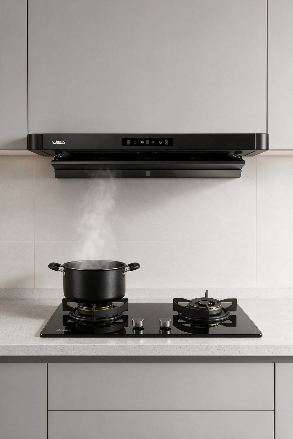 Otimmo Kitchen Power Duo: ECH3908F 90cm semi-integrated slimline hood and EBH6273E 80cm 2-burner gas hob