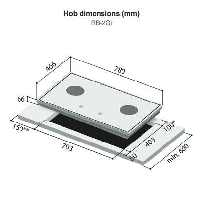 Hob dimensions: RB-2Gi