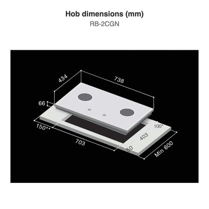 Hob dimensions: RB-2CGN