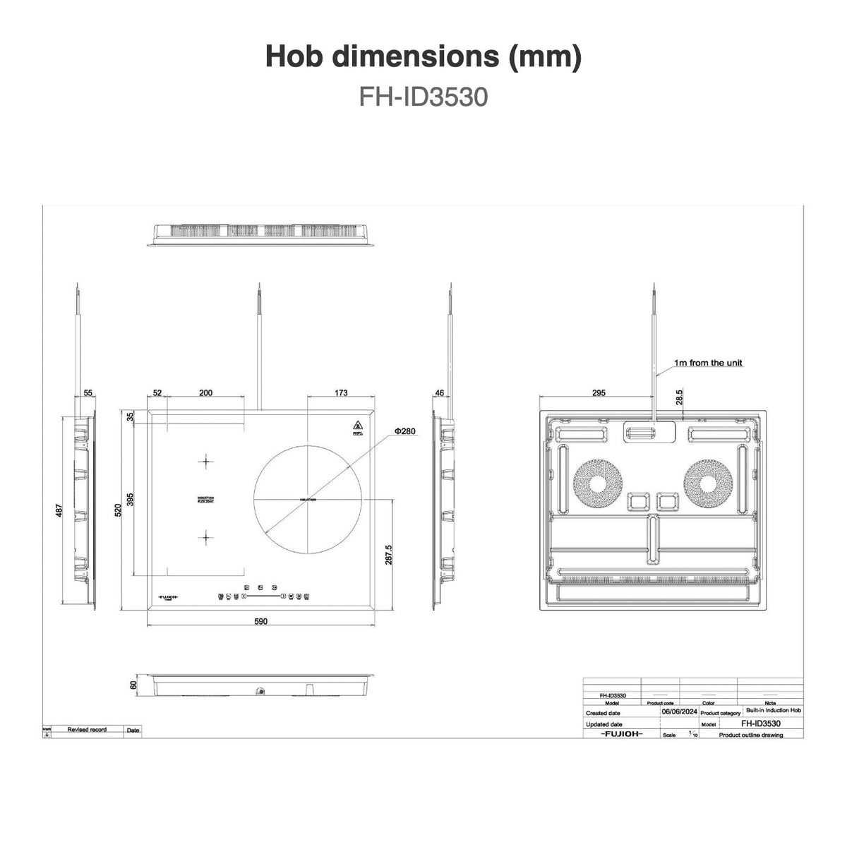 Hob dimensions: FH-ID3530