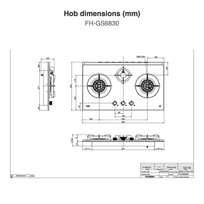 Hob dimensions: FH-GS6830