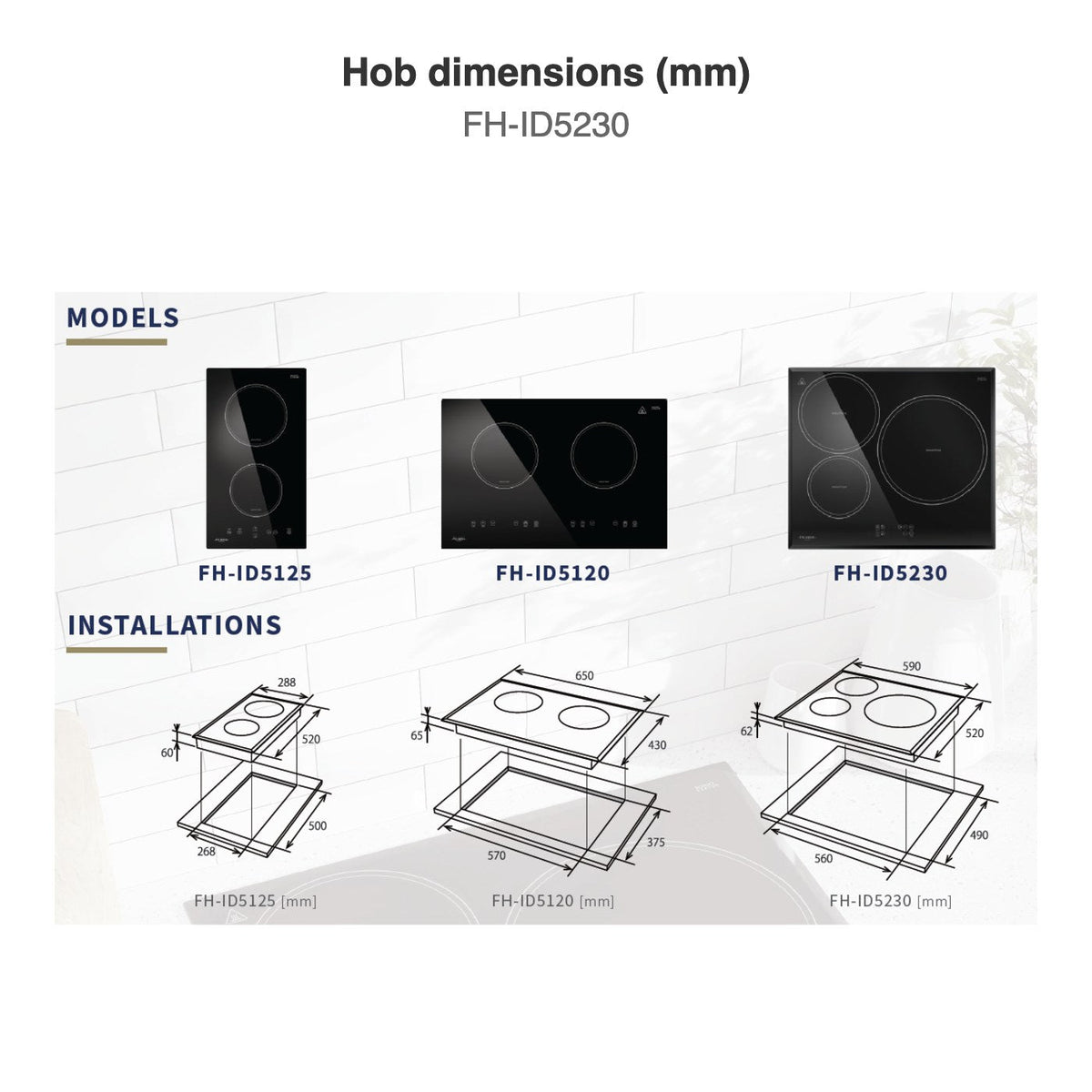 Hob dimensions: FH-ID5230