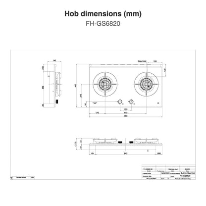 Hob dimensions: FH-GS6820